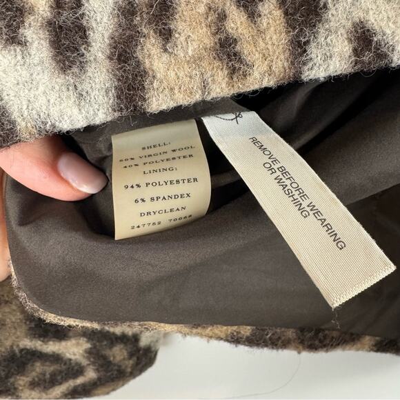 Ann Taylor Virgin Wool Blend Brown Leopard Print Jacket XS - Picture 6 of 11